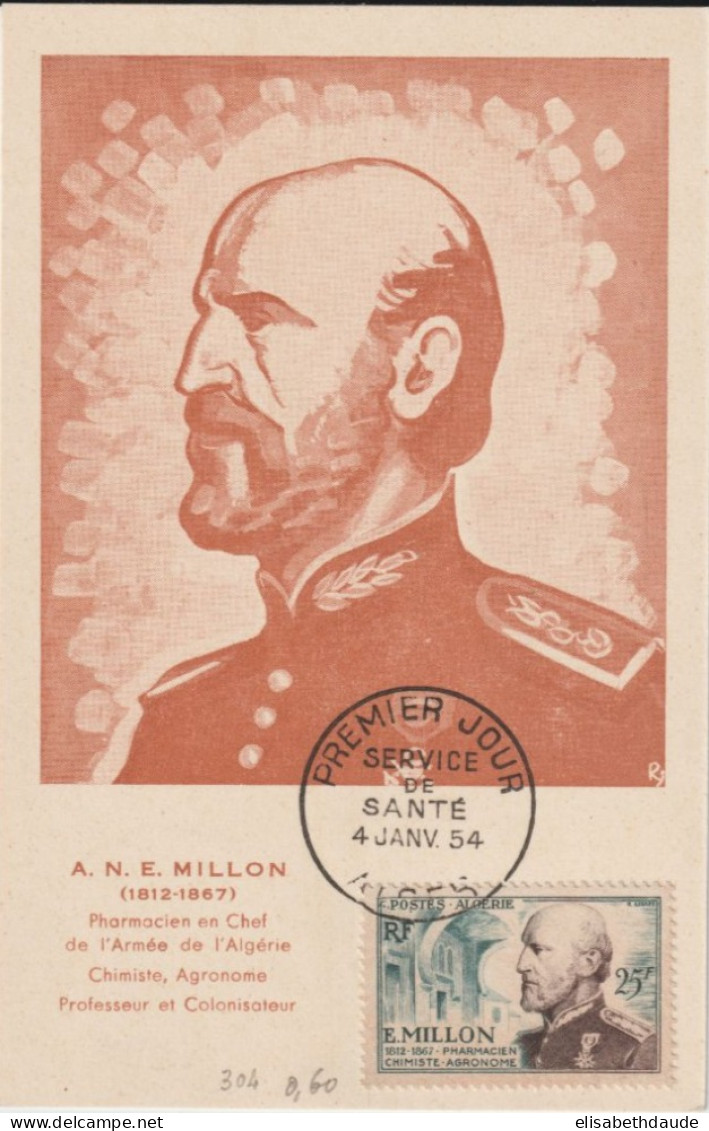 1954 - ALGERIE CARTE MAXIMUM - MILLON PHARMACIEN - Maximumkarten