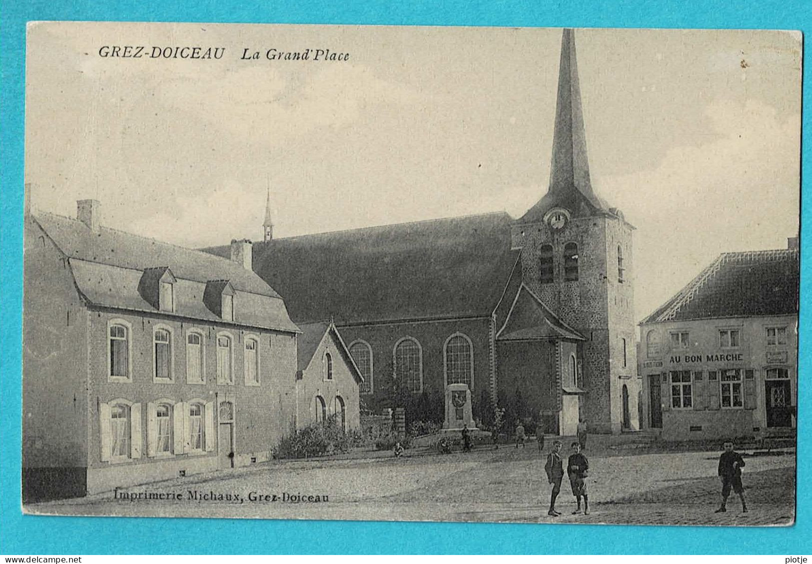 * Grez Doiceau - Graven (Brabant Wallon) * (Imprimerie Michaux) La Grand'Place, église, Au Bon Marché, Animée, TOP - Grez-Doiceau