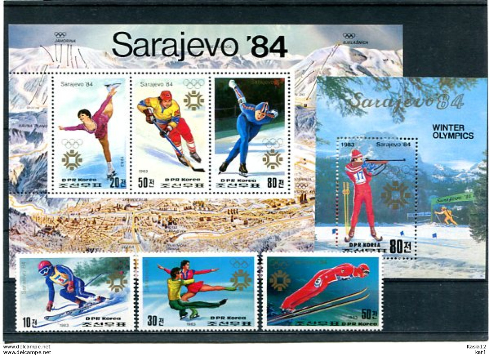 A52783)Olympia 84: Nordkorea 2387 - 2389** + Bl 149** + 150** - Hiver 1984: Sarajevo