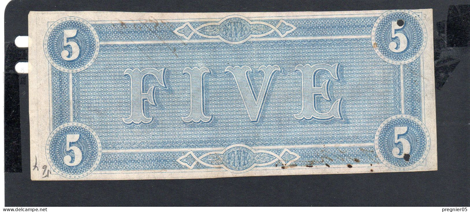 USA - Billet  5 Dollar États Confédérés 1864 SUP/XF P.067 - Confederate Currency (1861-1864)