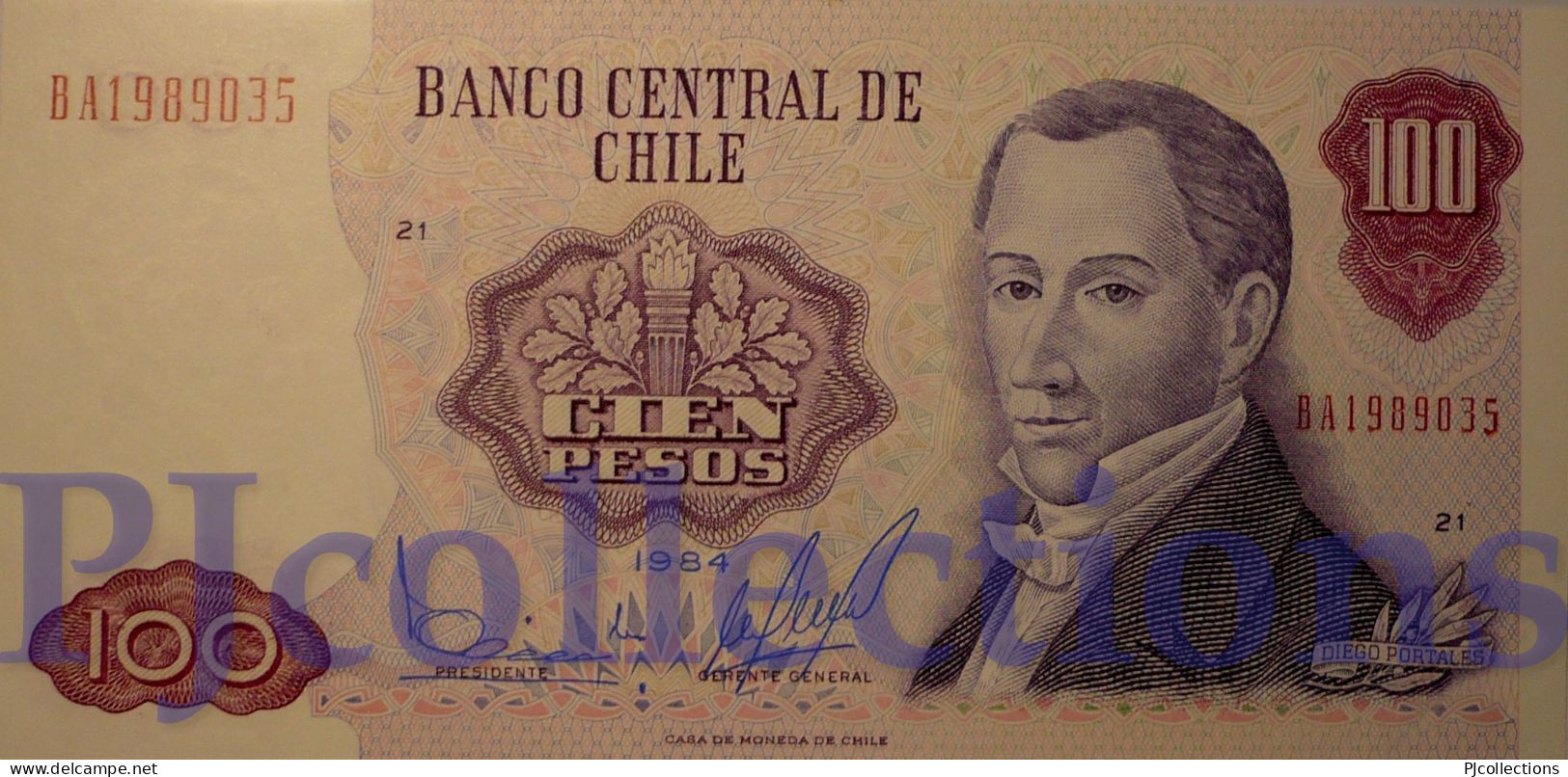 CHILE 100 PESOS 1984 PICK 152b AUNC - Cile