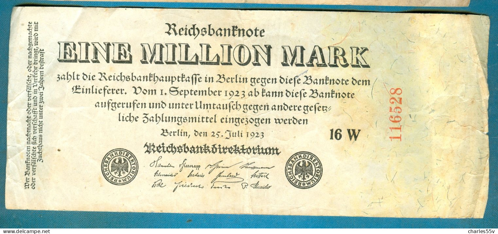 1000000 Mark 25.7.1923 Serie 16 W - 1 Mio. Mark