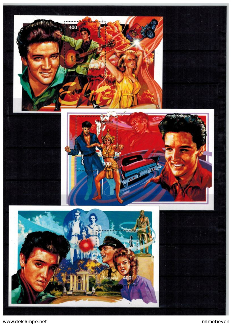 M-BK1- MINT PF/MNH ¤ MONGOLIA  1995 3e BLOCKS  ¤ ELVIS PRESLEY - Sänger