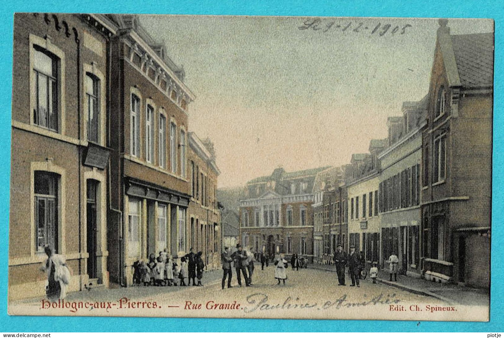 * Hollogne Aux Pierres - Grace Hollogne (Liège - Wallonie) * (Edit Ch Spineux) Rue Grande, Couleur, Animée, TOP, Rare - Grace-Hollogne