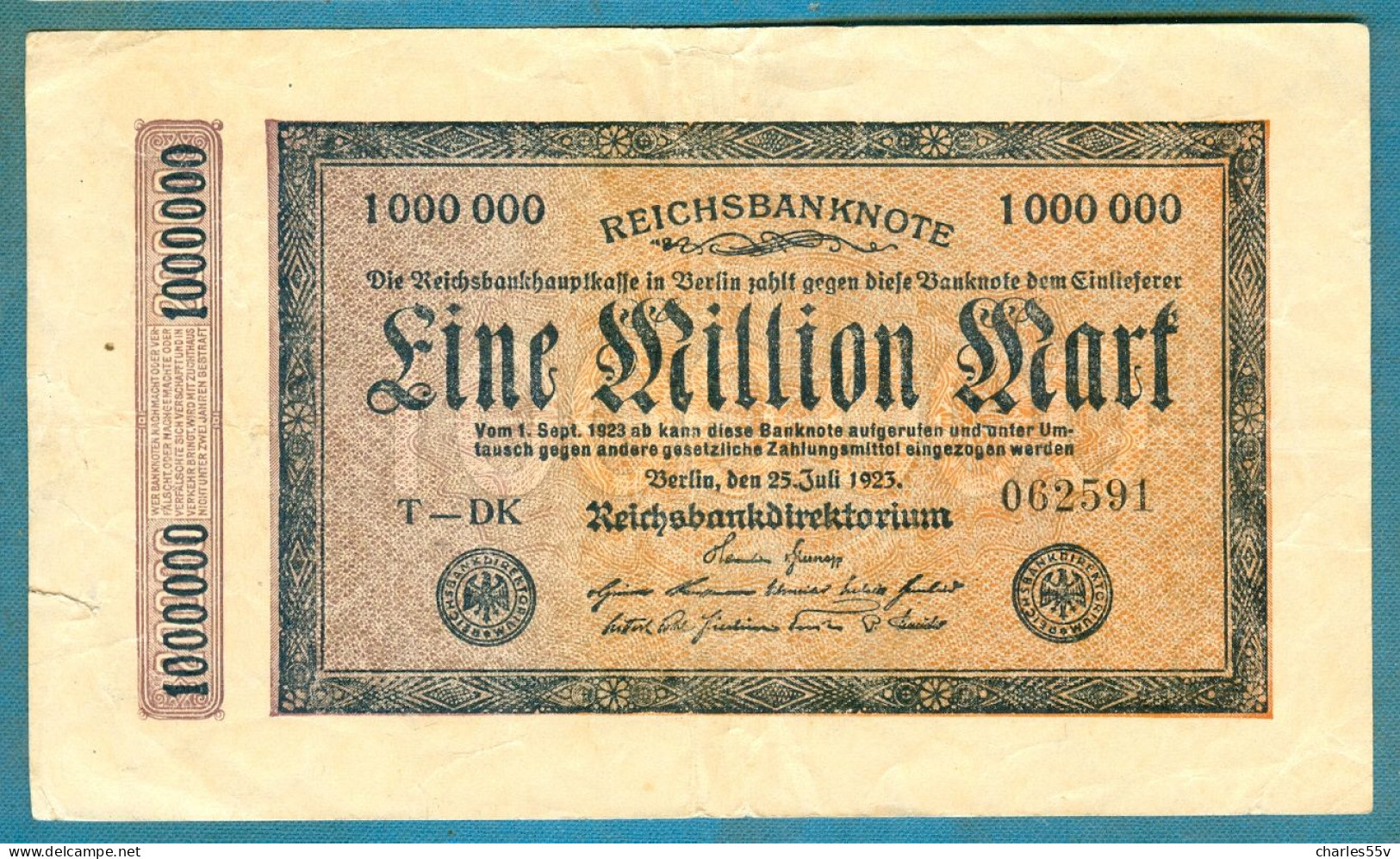 1000000 Mark 25.7.1923 Serie T-DK - 1 Miljoen Mark