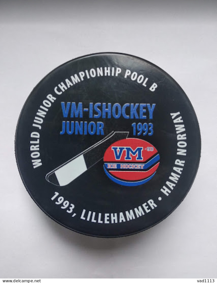 Ice Hockey - Souvenir Puck IIHF World Championship 1993 Div. B U20 Norway. - Otros & Sin Clasificación