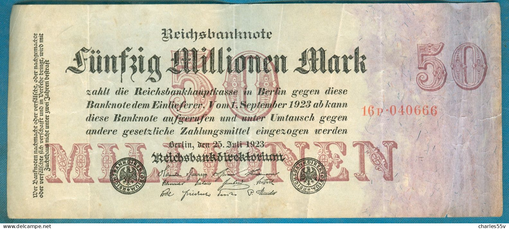 50000000 Mark 25.7.1923 Serie 16 P - 50 Mio. Mark