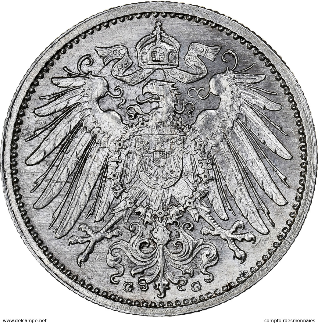 Monnaie, GERMANY - EMPIRE, Wilhelm II, Mark, 1914, Karlsruhe, SUP+, Argent - 1 Mark
