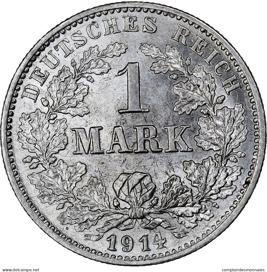 Monnaie, GERMANY - EMPIRE, Wilhelm II, Mark, 1914, Karlsruhe, SUP+, Argent - 1 Mark