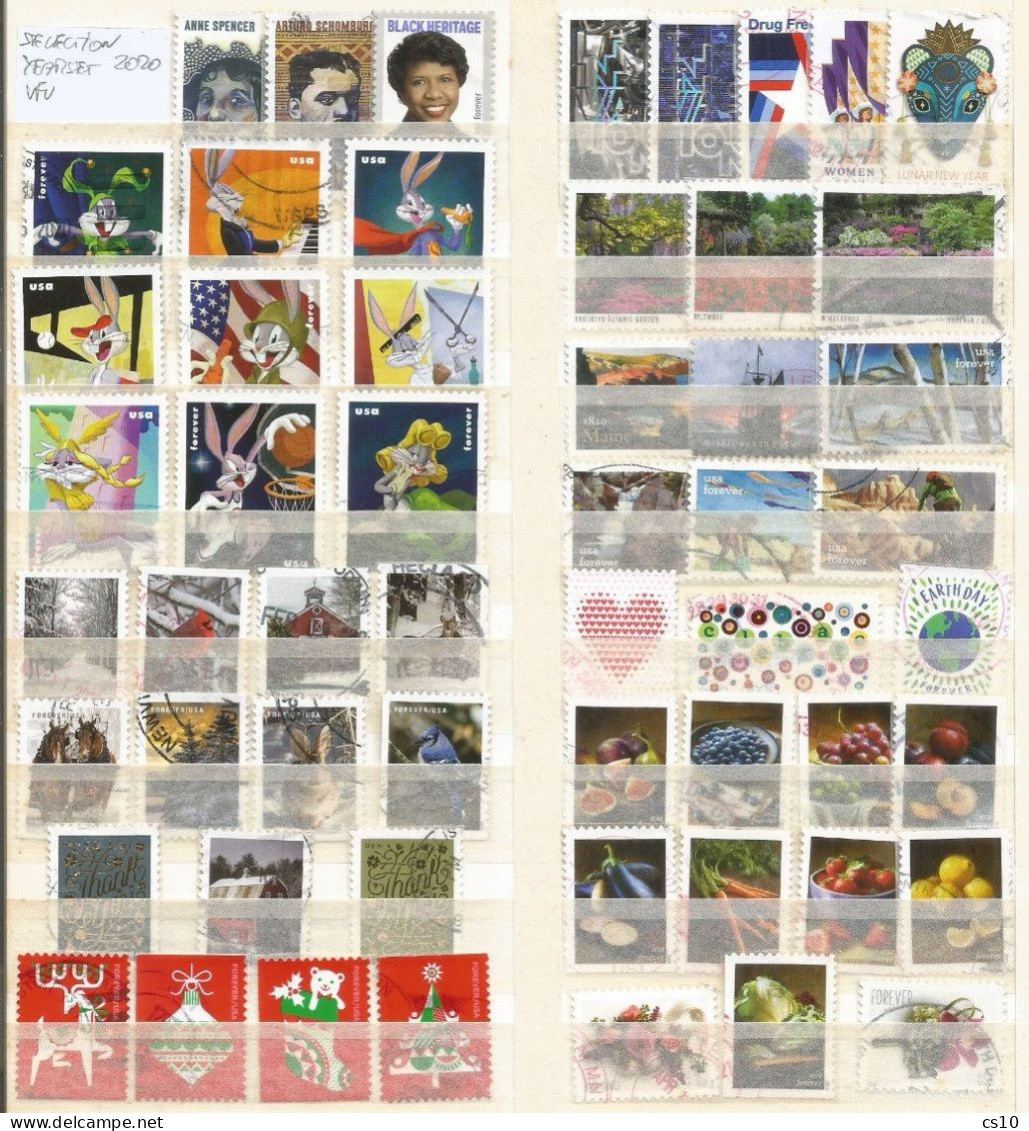 USA Selection 2020 Yearset #79 Pcs OFF-Paper 98% VFU Incl.Bugs Bunny 9/10 Flowers 10v + Coil 8/10v Big Bend HV 7.75$ - Full Years