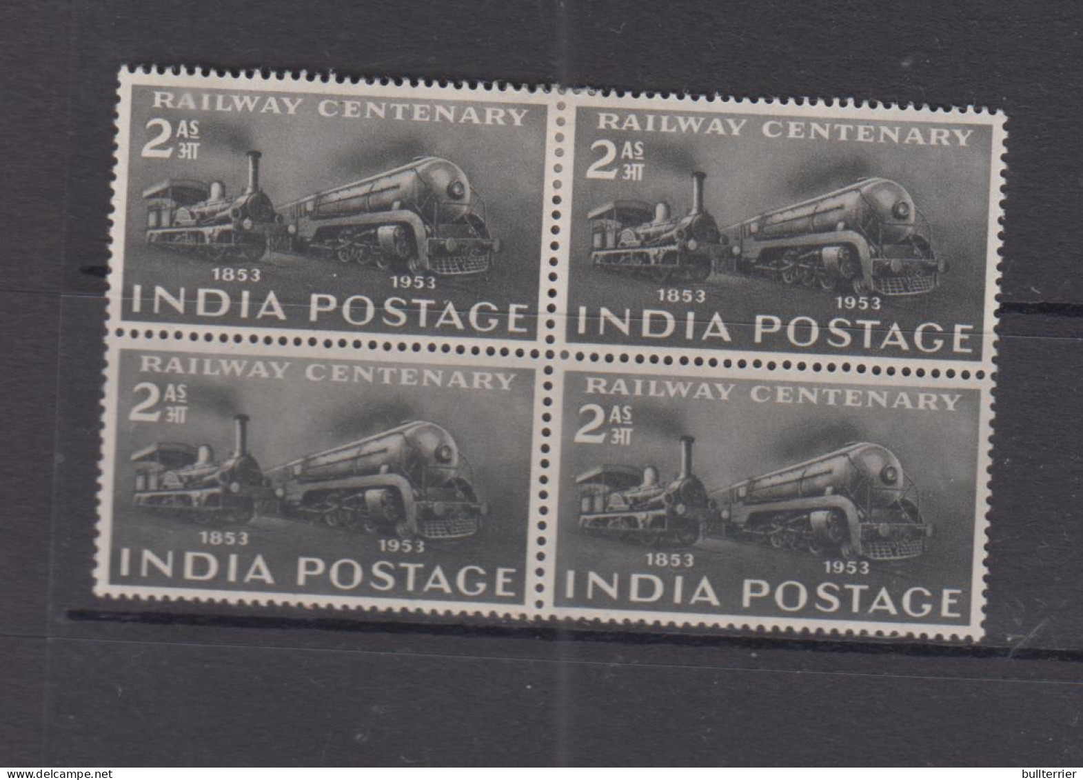 INDIA - 1953 - RAIL CENTENARY  2 As BLOCK OF 4  MH Or MNH  - Ongebruikt