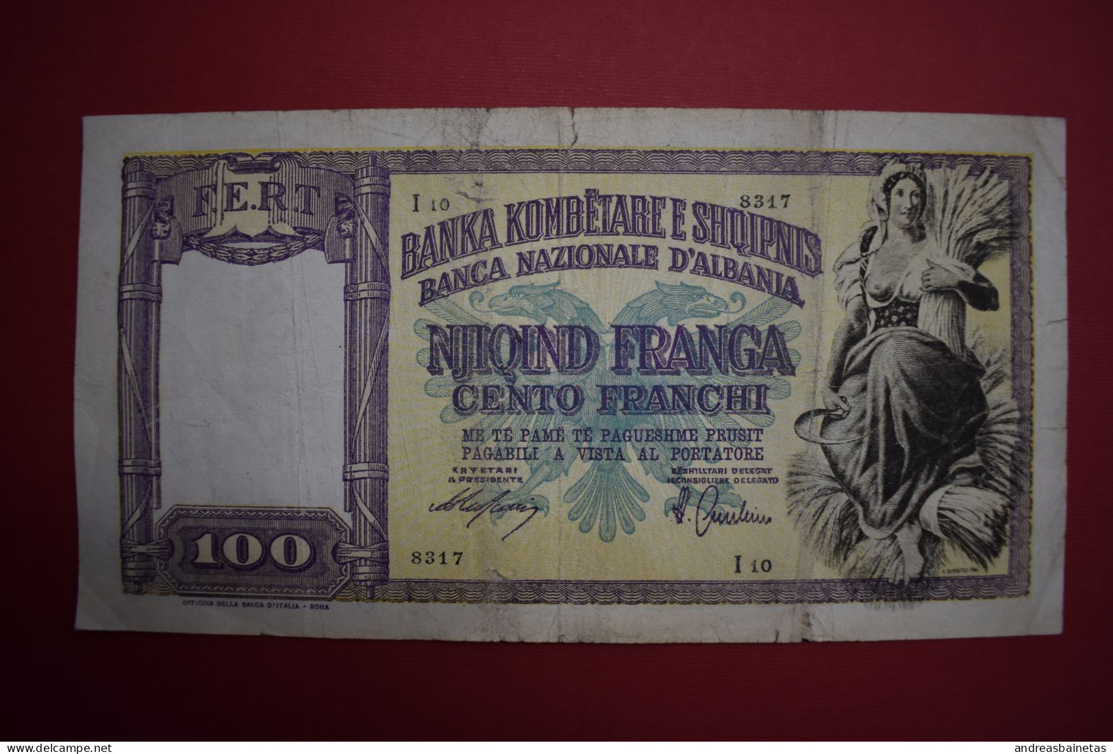 Banknotes ALBANIA  100 Franga 	P# 8 - Albania