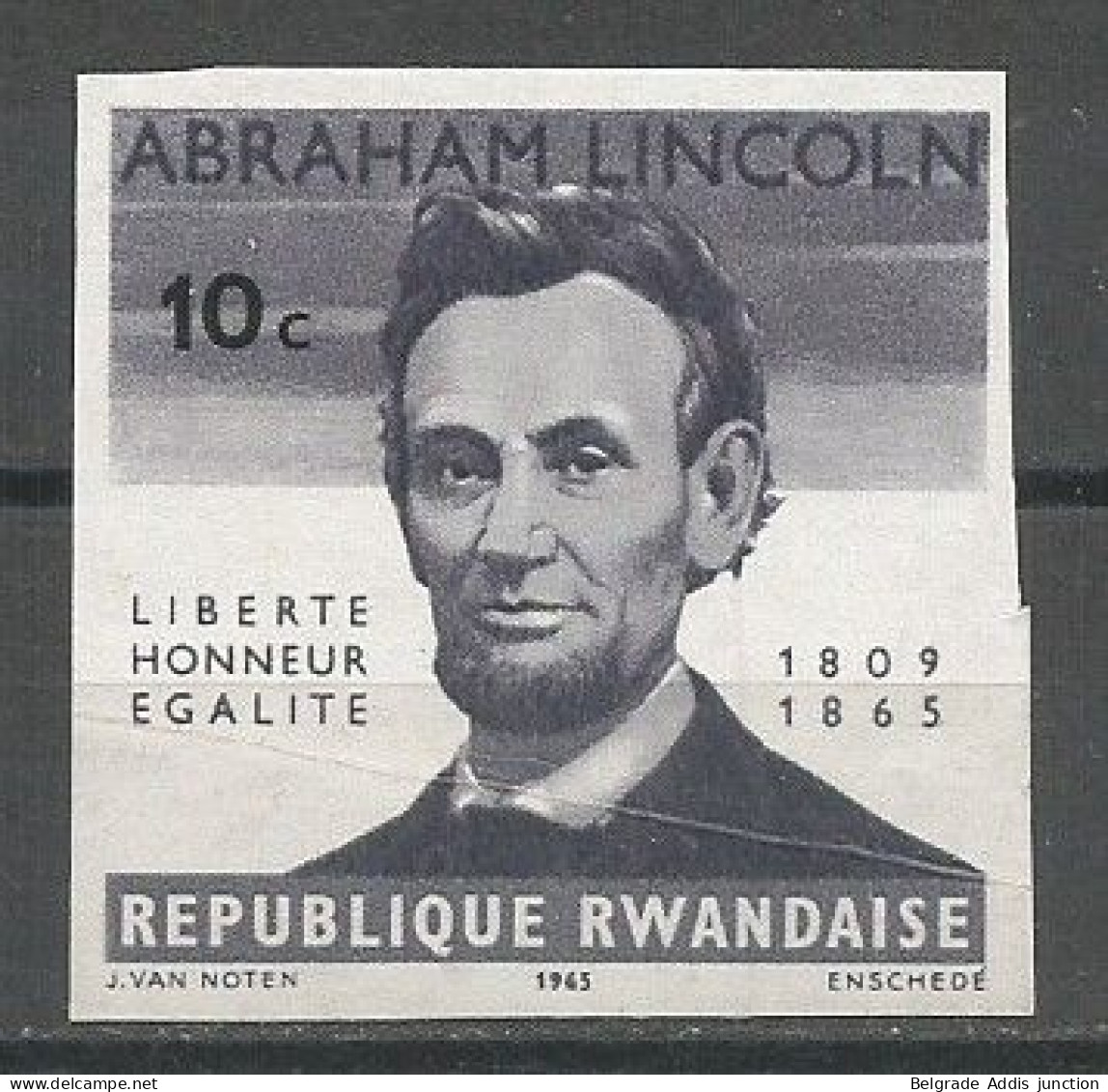 Rwanda COB 92-Cu Essai De Couleur Non-Dentelé Imperforated Proof MNH / ** 1965 Lincoln - Neufs
