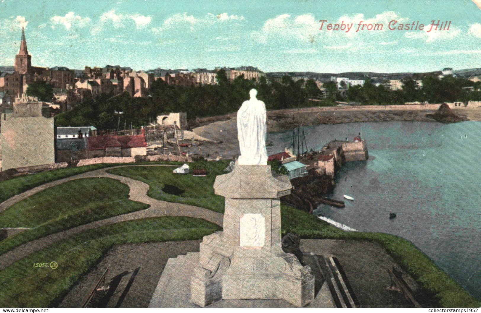 PEMBROKESHIRE, TENBY, CASTLE HILL, STATUE, ARCHITECTURE, BOAT, UNITED KINGDOM - Pembrokeshire