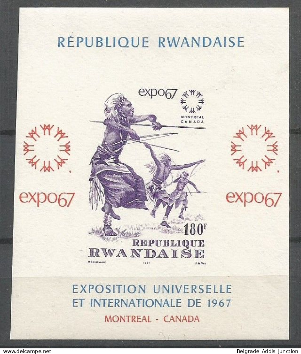 Rwanda Bloc-Feuillet COB BL7ND Non-Dentelé Imperforated MNH / ** 1967 Expo Montreal Canada - Unused Stamps