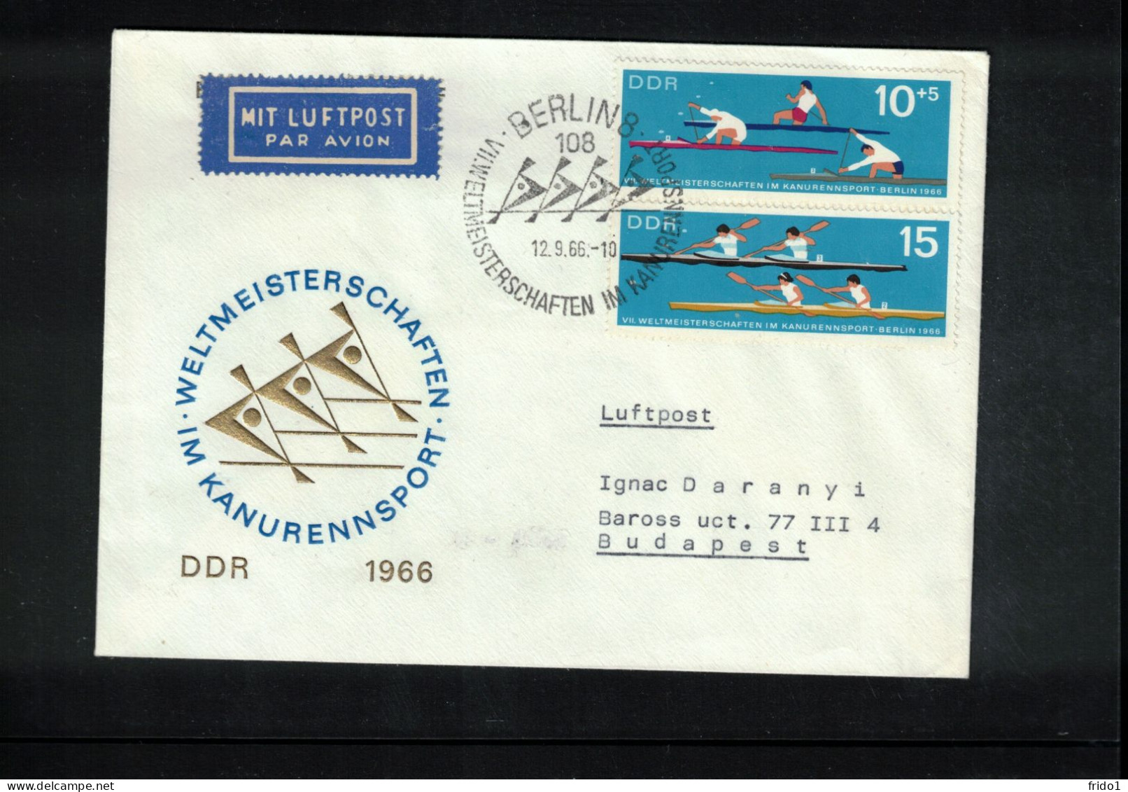 Germany / Deutschland DDR 1966 World Canoe Championship Interesting Cover - Kano