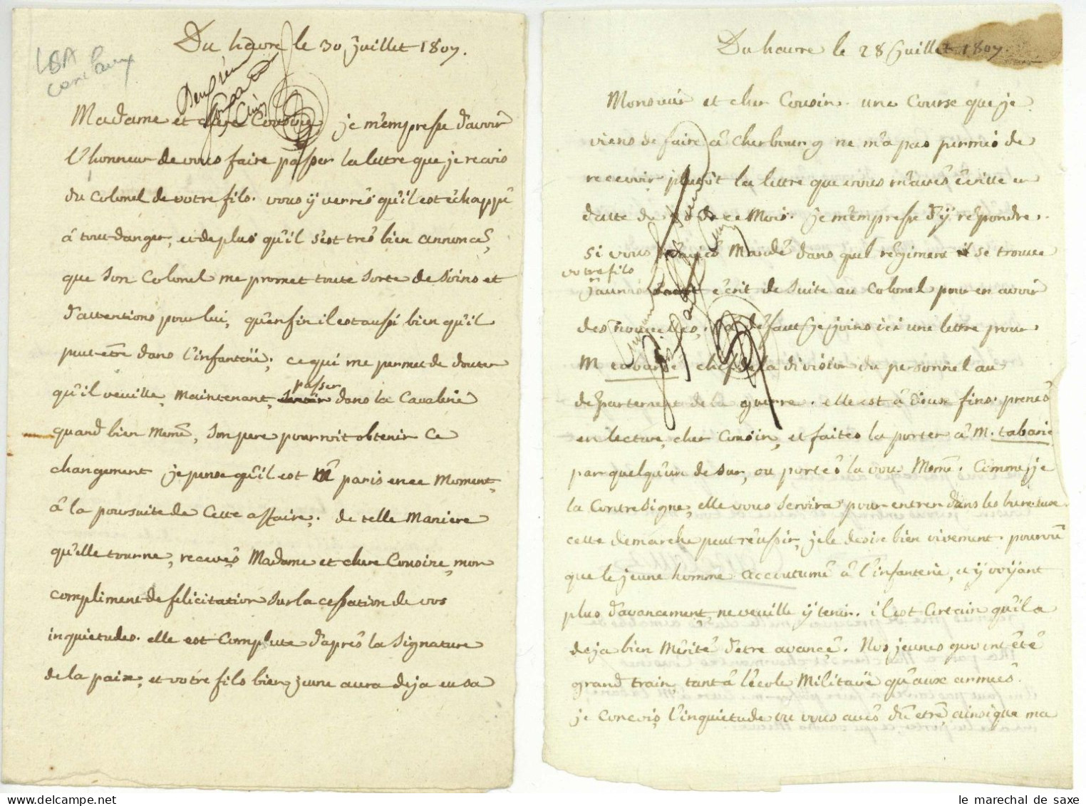 General Canclaux (1740-1817) Deux Autographes Le Havre 1807 - Historische Personen
