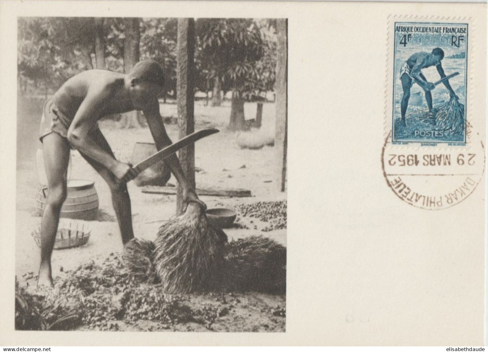 AOF - 1952 - CARTE MAXIMUM PUB MEDICALE IONYL ! OBLITERATION DAKAR (SENEGAL) - EGRENEUR DE PALMISTE / DAHOMEY - Cartas & Documentos
