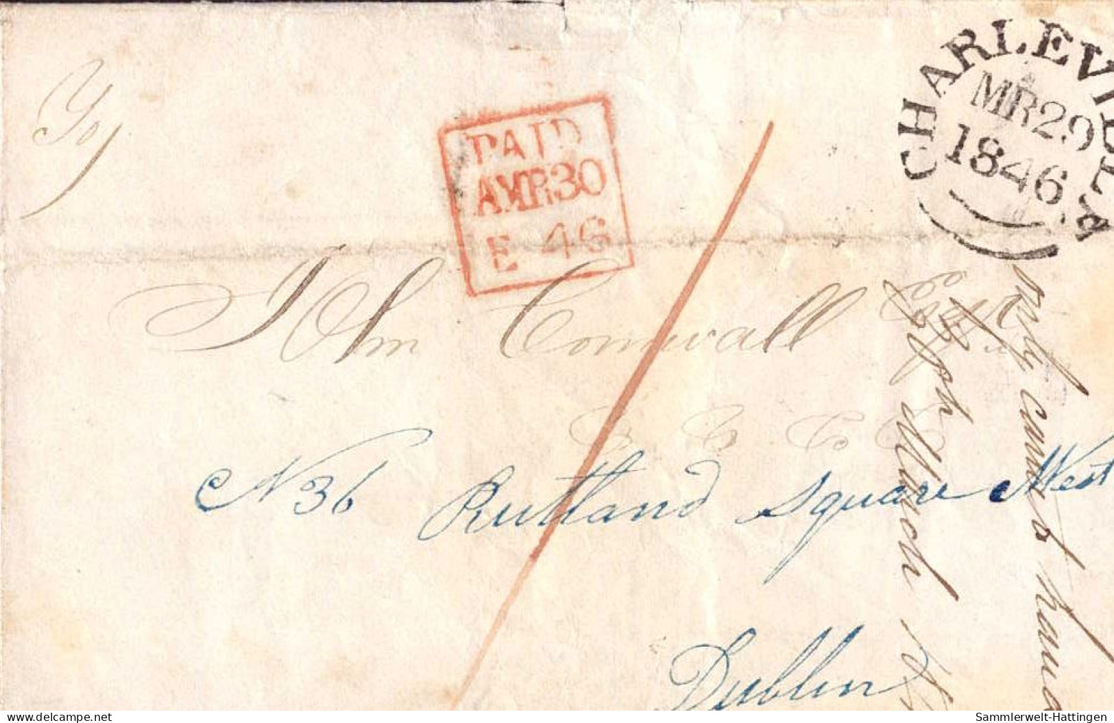 603063 | Ireland 1846  Prepaid Mail From Charleville To Dublin  | -, -, - - Préphilatélie