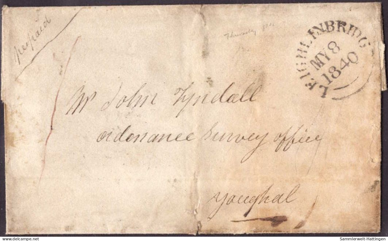 603057 | Ireland, 1840, Prepaid Mail From Leighlinbridge With Inverted 8 To Youghal  | - Prefilatelia