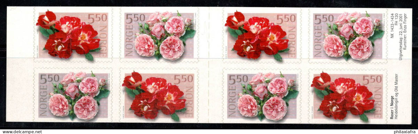 Norvège 2001 Mi. 1392-1393 Carnet 100% Neuf ** Roses, Fleurs, FLORE - Postzegelboekjes