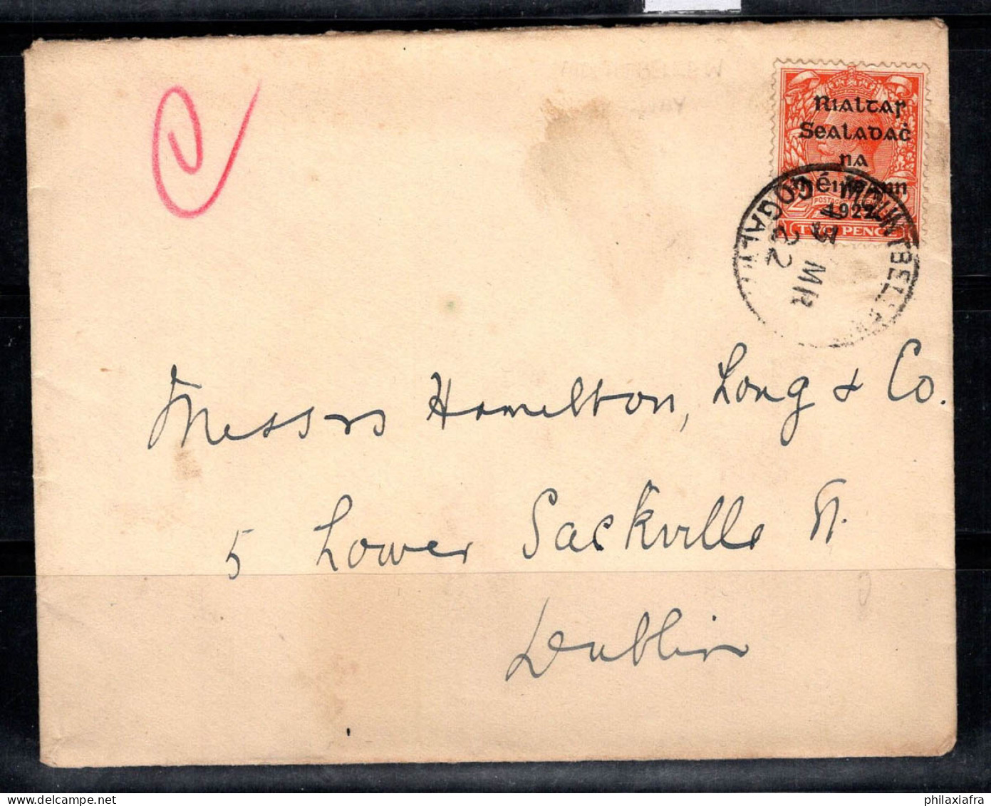 Irlande 1922 Enveloppe 100% 2 Pence, Dublin - Usati