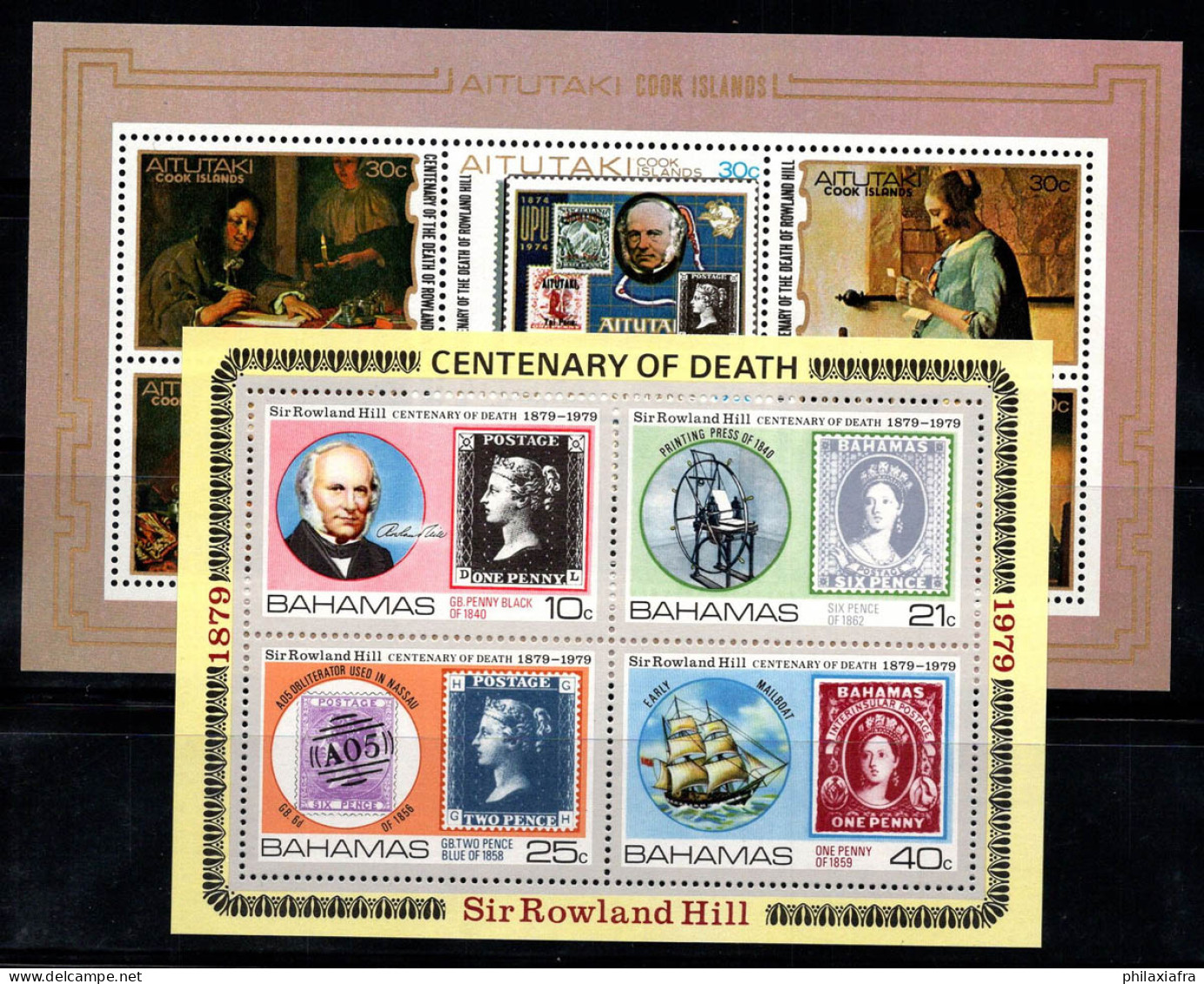 Rowland Hill 1979-80 Bloc Feuillet 100% Neuf ** Aitutaki,Bahamas - Rowland Hill