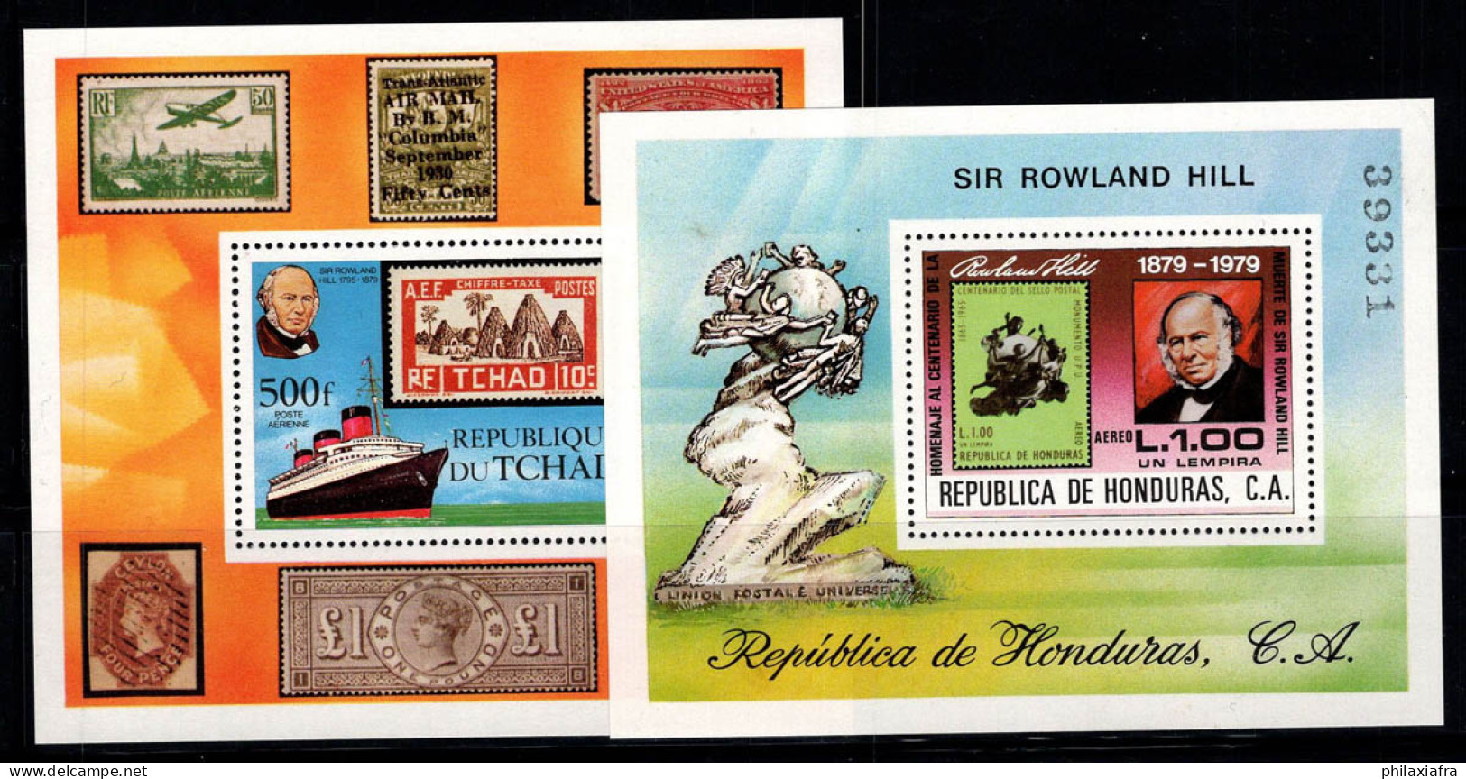 Rowland Hill 1979 Bloc Feuillet 100% Poste Aérienne Neuf ** Tchad,Honduras - Rowland Hill