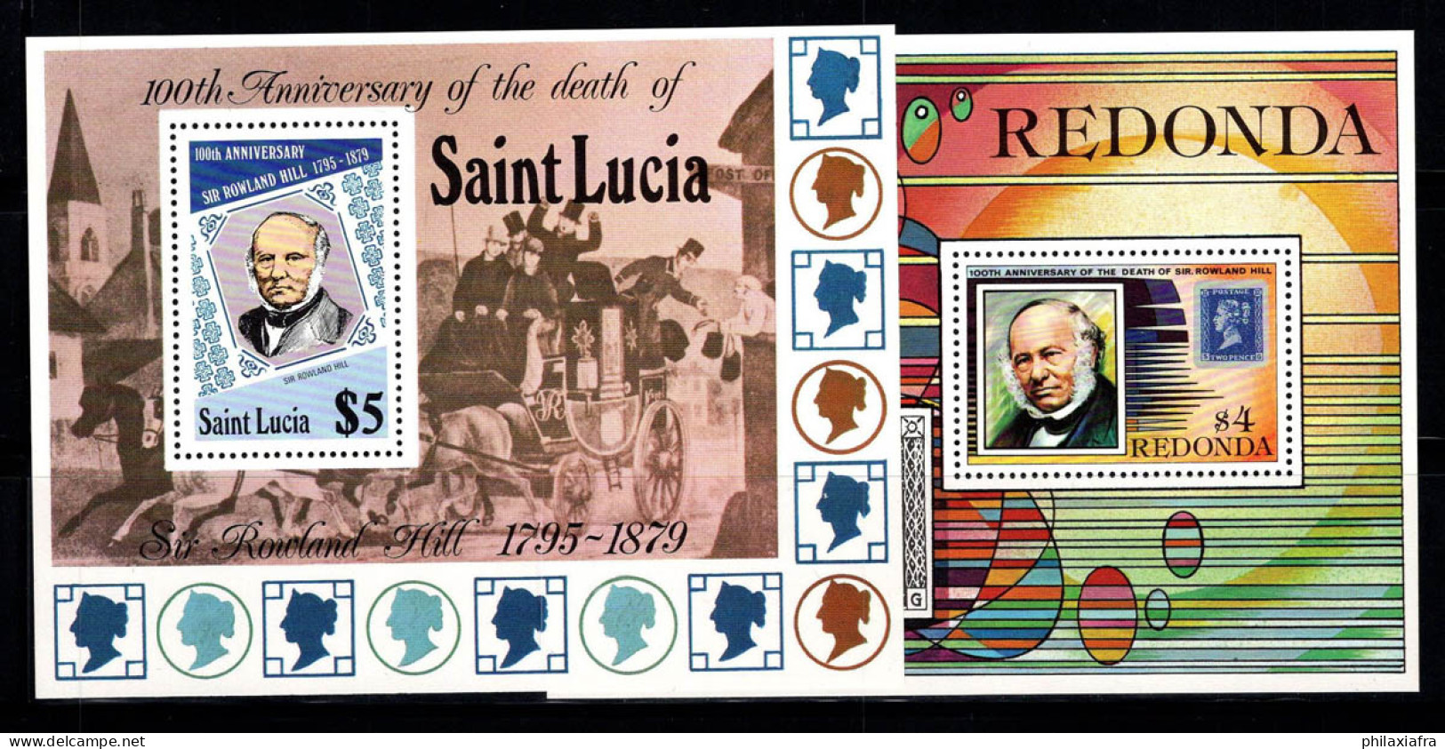 Rowland Hill 1979 Bloc Feuillet 100% Neuf ** Sainte-Lucie,Redonda - Rowland Hill