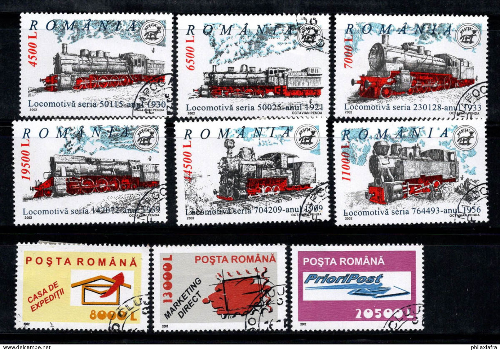 Roumanie 2002 Mi. 5681, 5688 Oblitéré 100% Trains, Courrier - Used Stamps