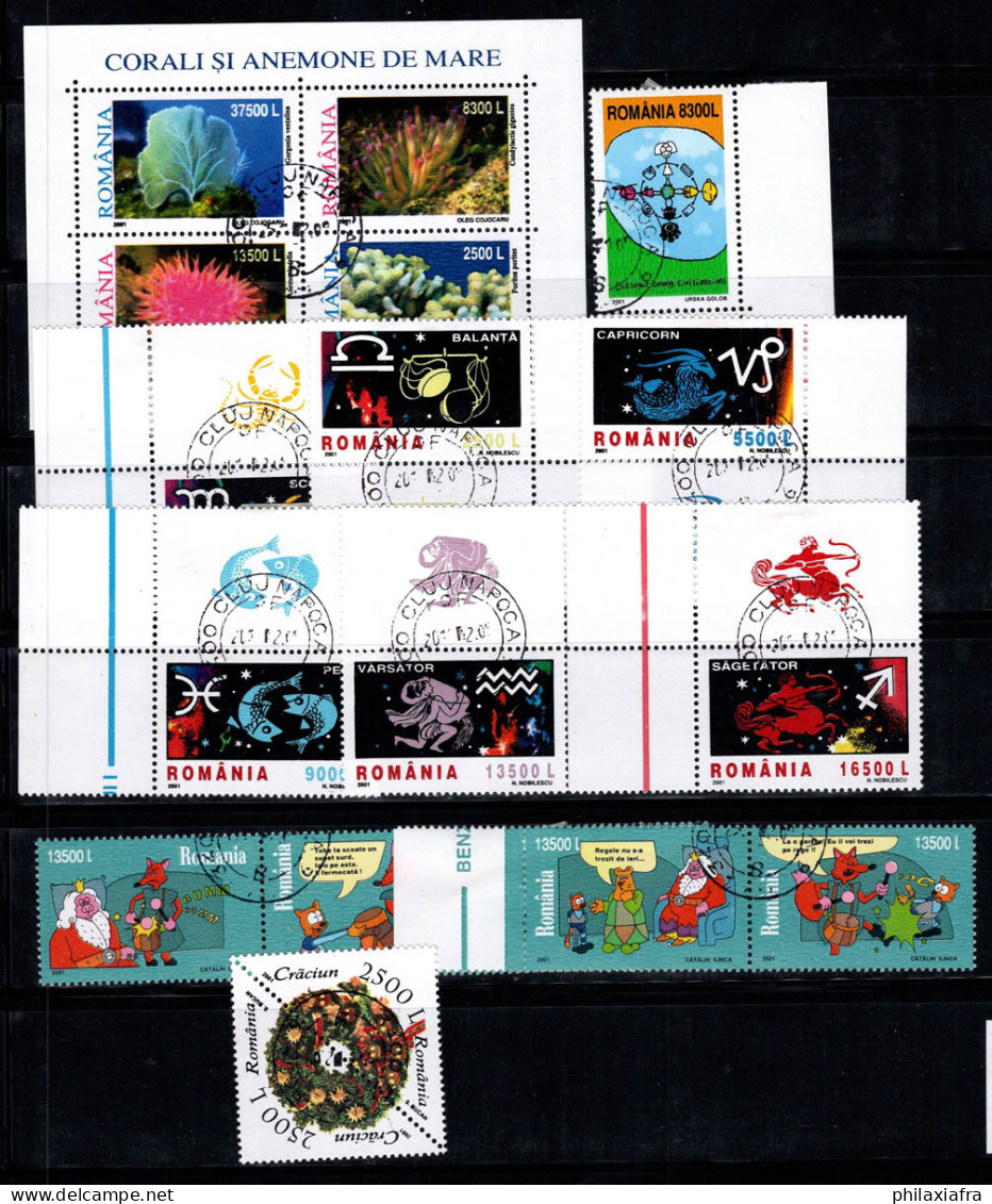 Roumanie 2001 Mi. 5612-5625 Oblitéré 100% Bl. 318, Coraux, Bandes Dessinées, Zodiaque - Used Stamps