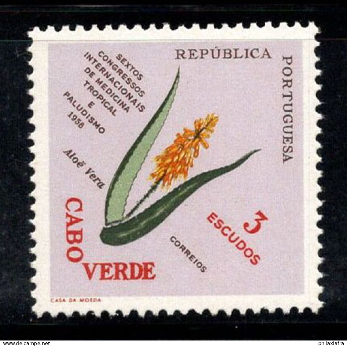 Cap-Vert 1953-63 Mi. 306 Neuf ** 100% 3 E, ALOÈS, FLEUR, Flore - Kaapverdische Eilanden
