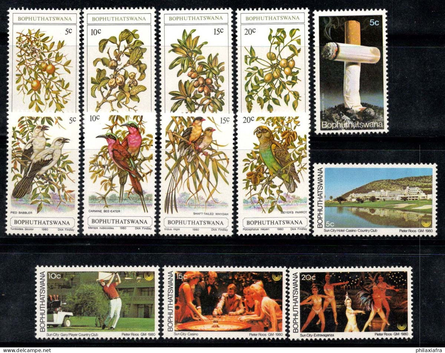 Bophuthatswana 1980 Mi. 55-67 Neuf ** 100% Cigarettes,Fruits,Oiseaux,Tourisme - Unused Stamps