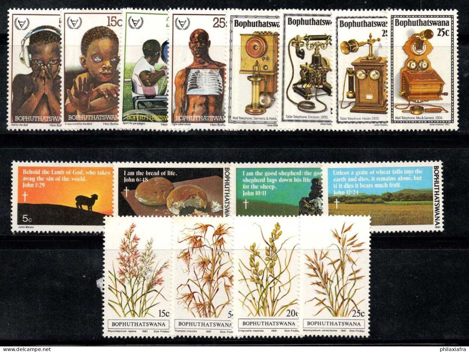 Bophuthatswana 1981 Mi. 68-83 Neuf ** 100% Handicapés, Téléphones, Herbes... - Unused Stamps