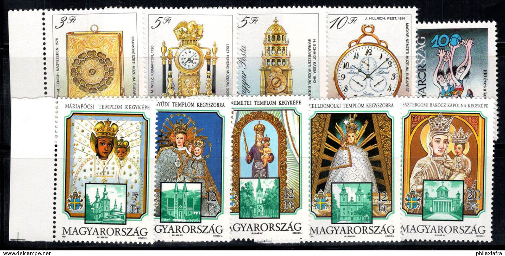 Hongrie 1990-91 Neuf ** 100% Lieux Mariaux, Vieilles Horloges, Jeu - Unused Stamps
