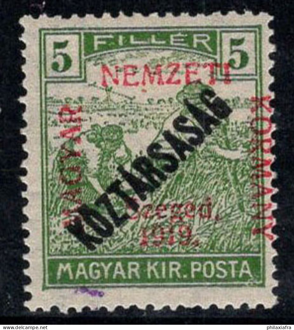 Hongrie, Szeged 1919 Mi. 29 Neuf * MH 100% 5 F, Nemzeti Surimprimé - Emissions Locales