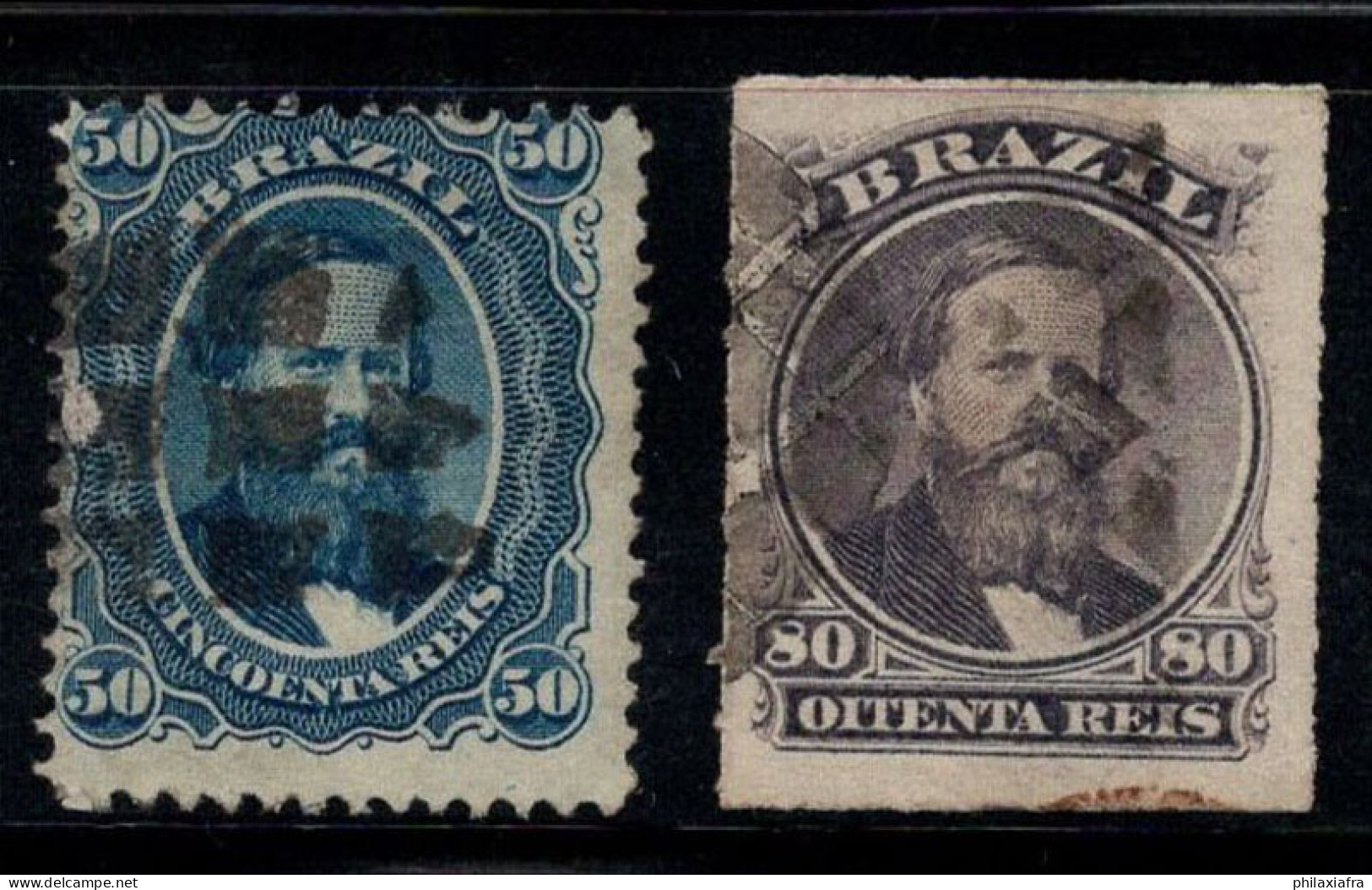 Brésil 1866-76 Mi. 25, 33 Oblitéré 100% Pierre II - Gebraucht