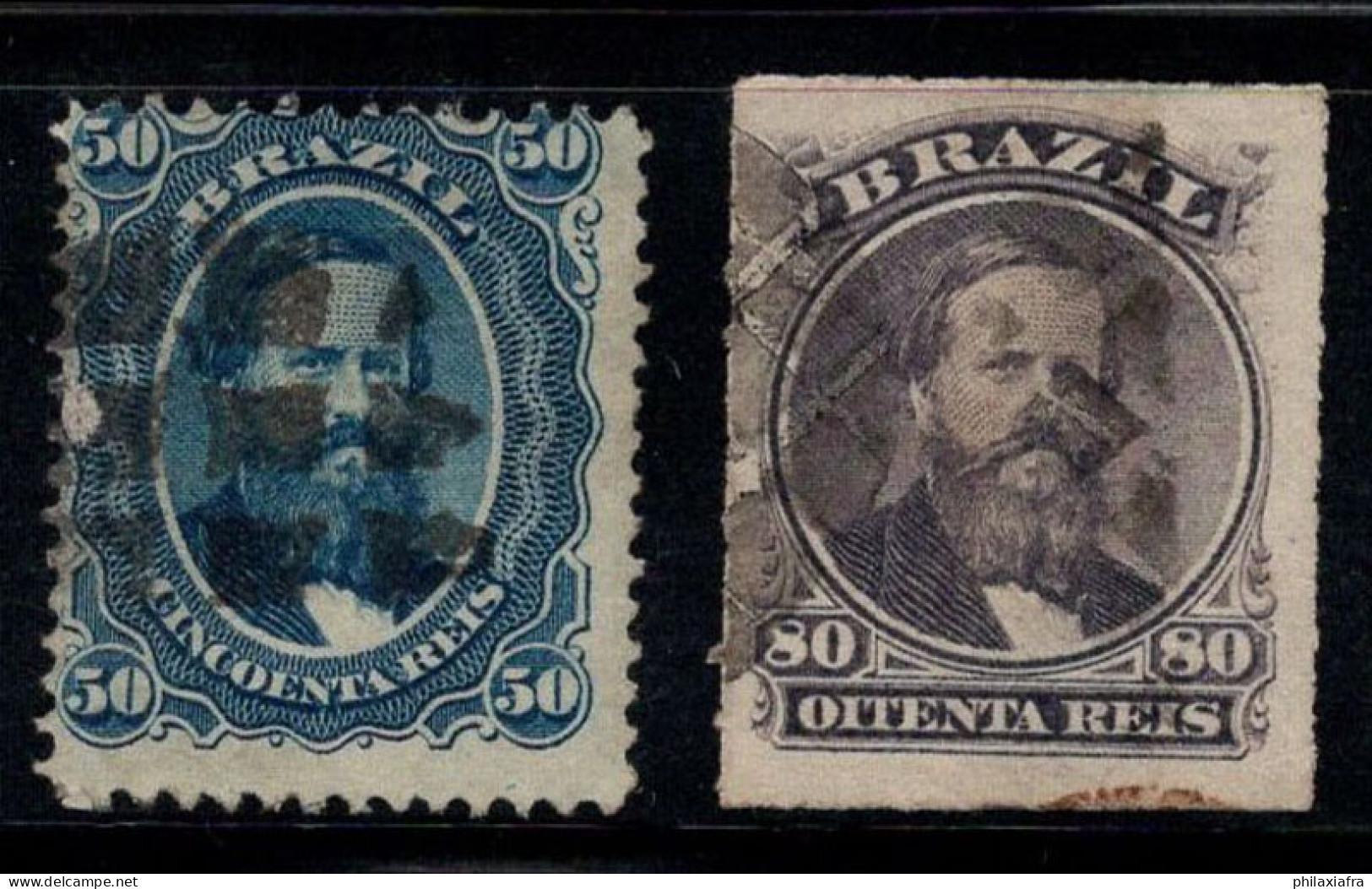 Brésil 1866-76 Mi. 25, 33 Oblitéré 100% Pierre II - Oblitérés