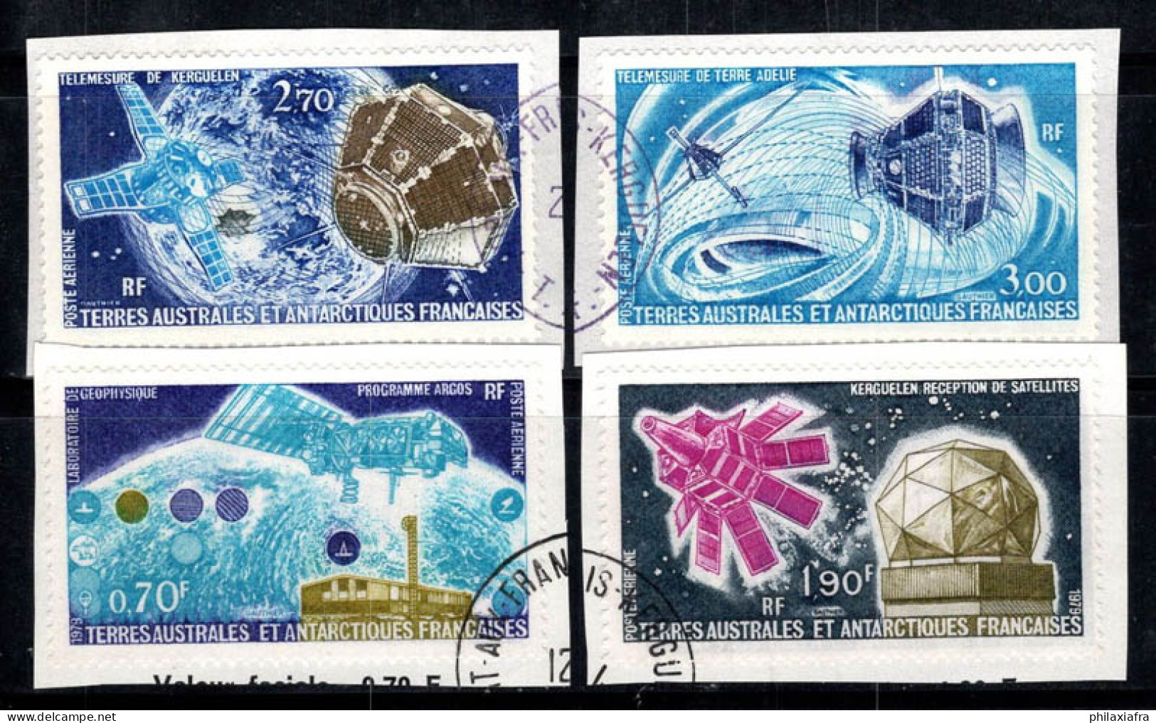 Territoire Antarctique TAAF Français 1977-79 Mi. 120-21,128-29 Oblitéré 100% Poste Aérienne Satellite - Used Stamps