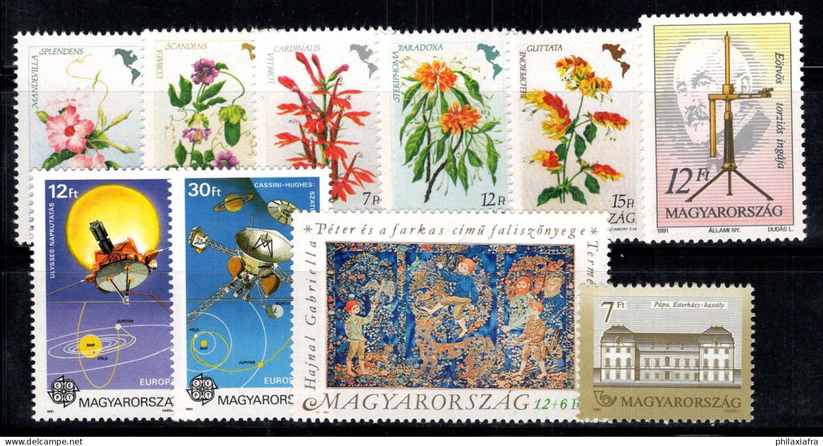 Hongrie 1991 Neuf ** 100% Fleurs,Espace,Tapisserie,Pendule De Torsion - Neufs