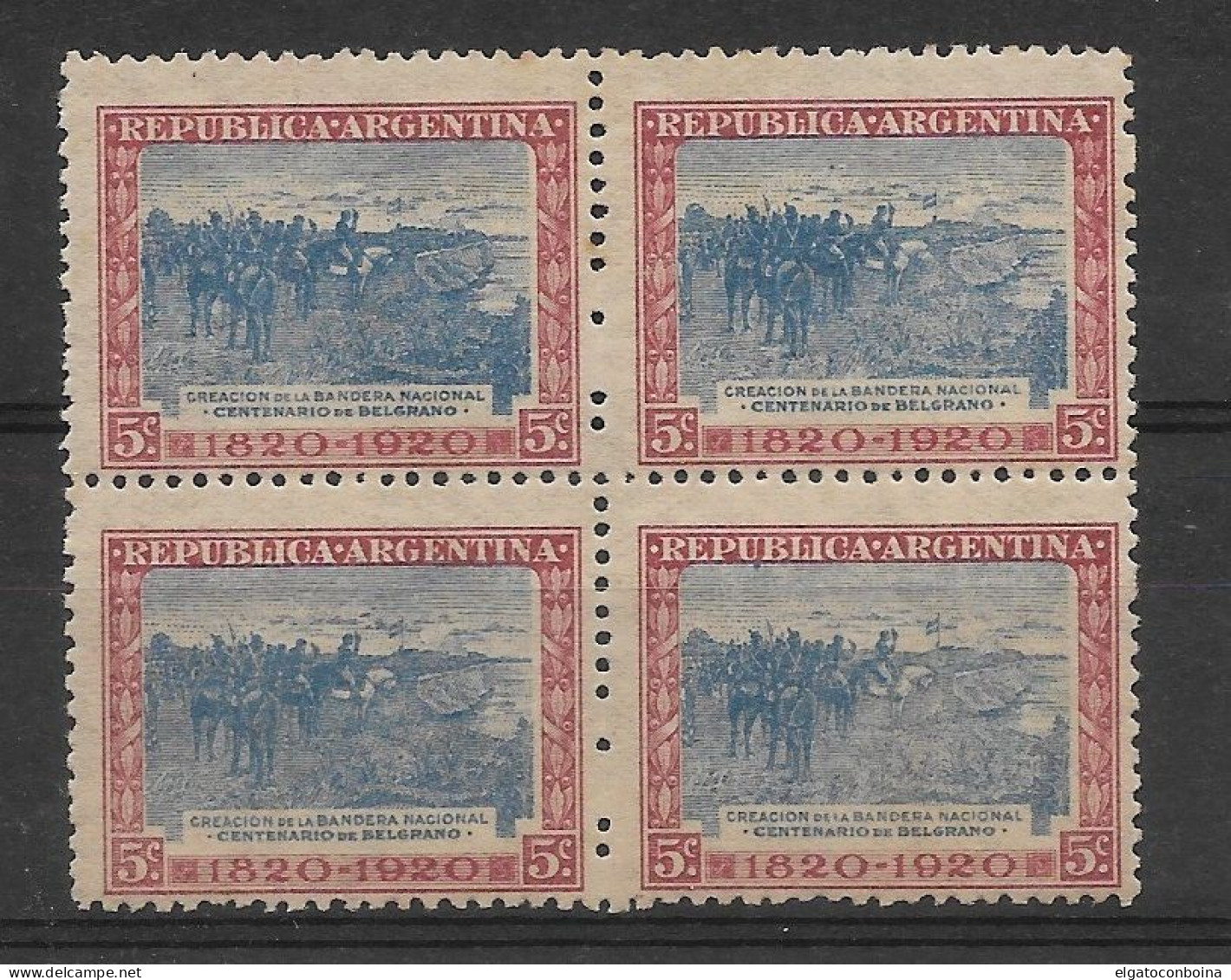 ARGENTINA 1920 CENTENARY OF CREATION OF NATIONAL FLAG MI 243 Scott 281 BLOCK MNH - Nuovi