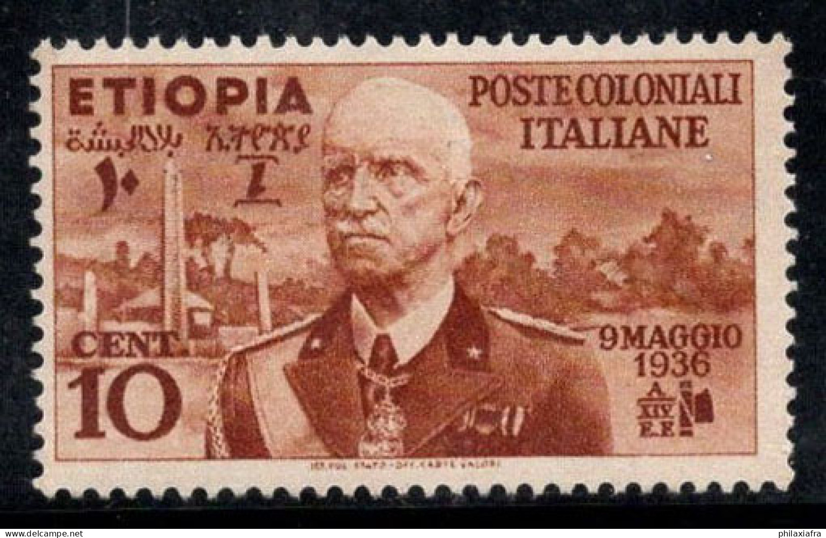 Éthiopie 1936 Sass. 1 Neuf ** 60% 10 Cents, V.Emanuele III - Etiopia