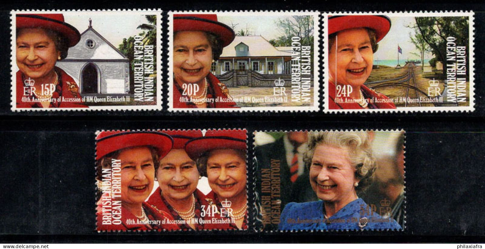 Territoire Britannique De L'océan Indien 1992 Mi. 119-23 Neuf ** 100% La Reine Elizabeth II· - Territoire Britannique De L'Océan Indien