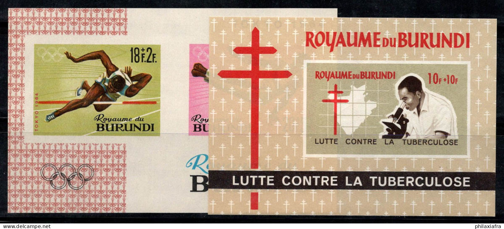 Burundi 1964-65 Mi. Bl.5-6 B Bloc Feuillet 100% Neuf ** Tuberculose,Jeux Olympiques - Unused Stamps