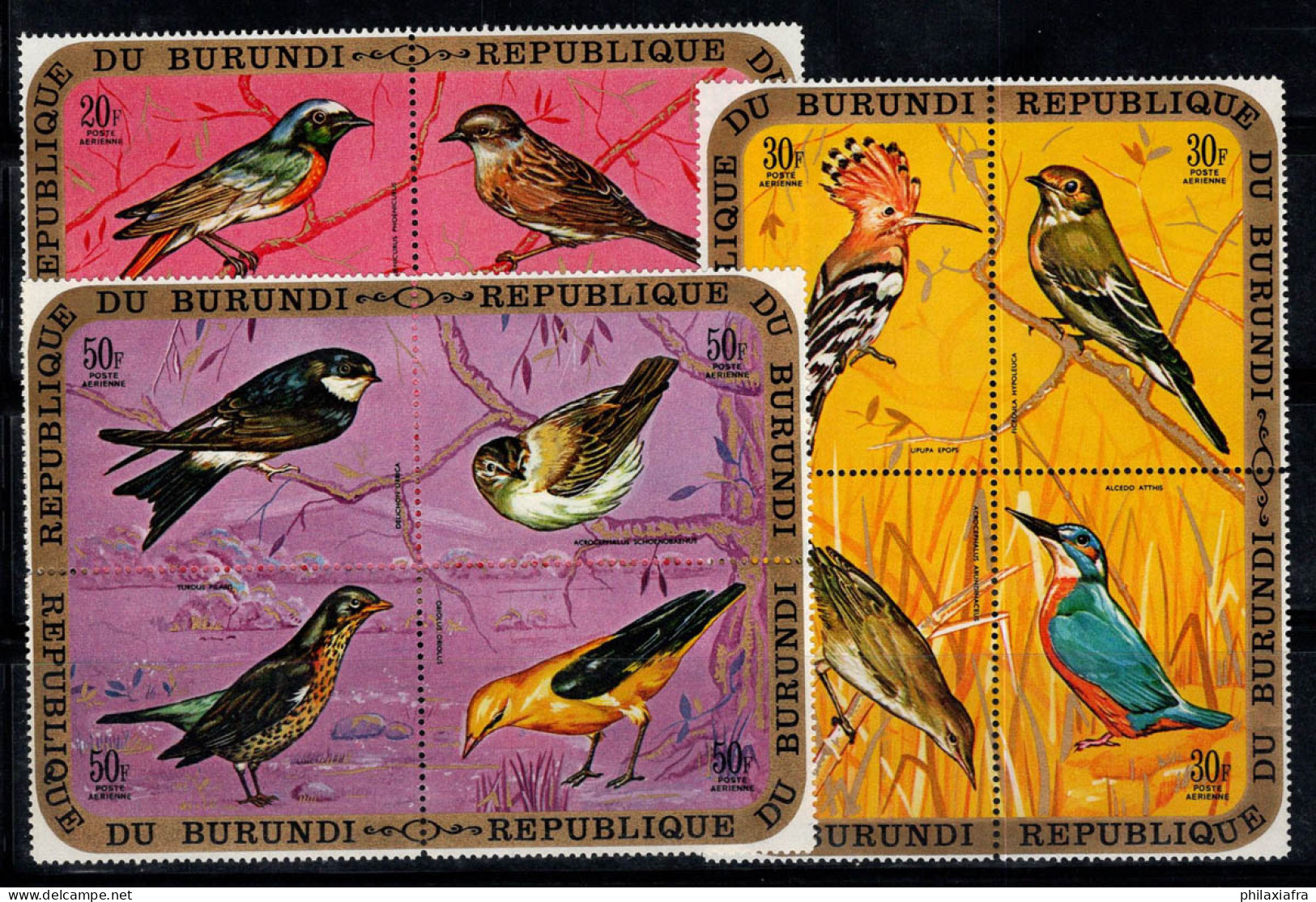 Burundi 1971 Mi. 690-701 Neuf ** 100% Poste Aérienne Oiseaux, 3 Blocs De Quatre - Unused Stamps