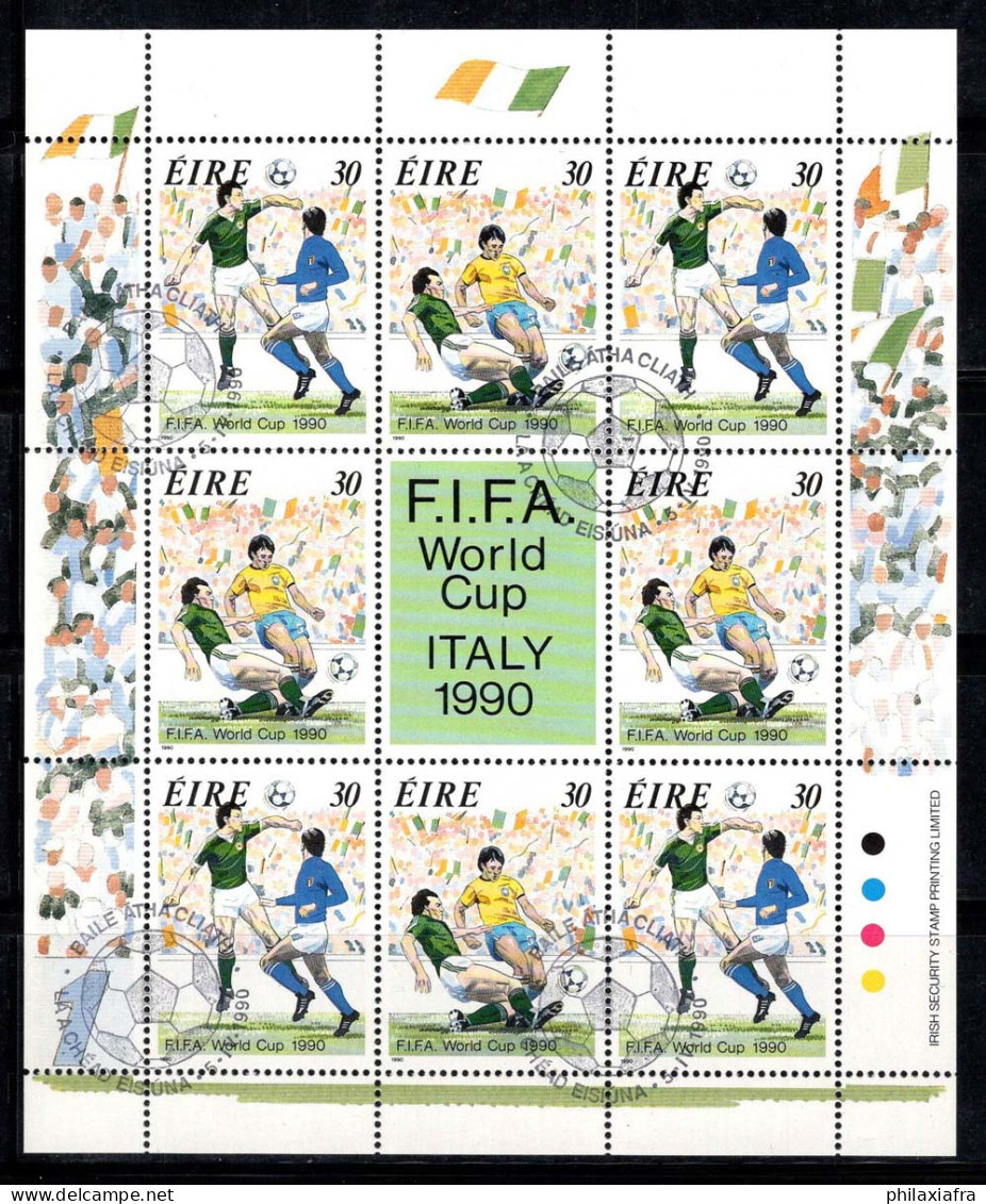 Irlande 1990 Mi. 712-13 Mini Feuille 100% Oblitéré Football, Italie - Hojas Y Bloques