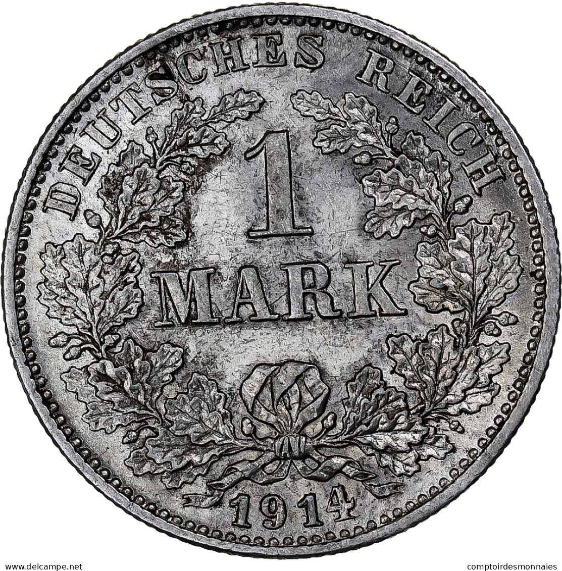 Empire Allemand, Wilhelm II, Mark, 1914, Karlsruhe, Argent, TTB+, KM:14 - 1 Mark