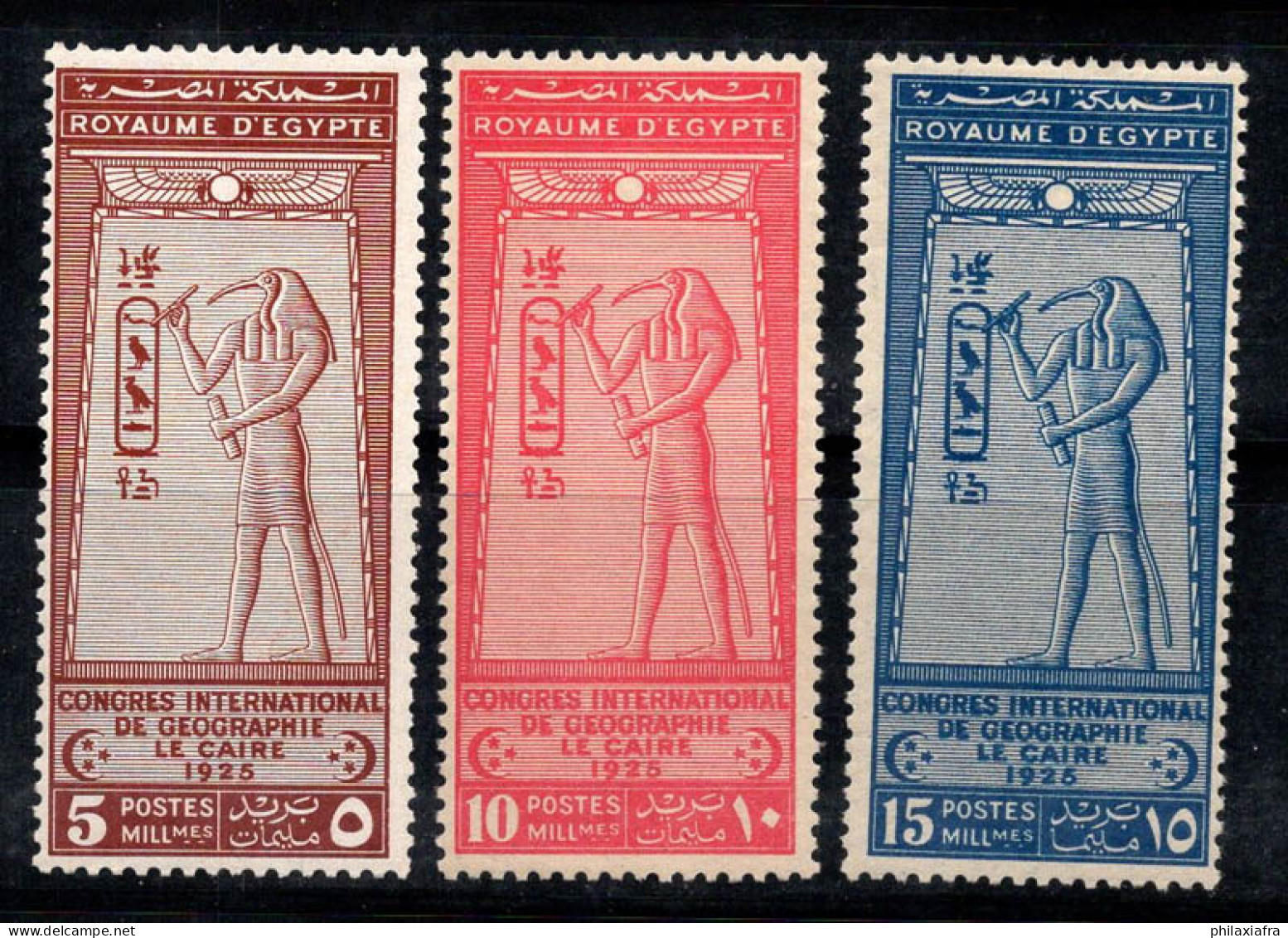 Égypte 1925 Mi. 94-96 Neuf ** 100% Congrès De Géographie, Le Caire - Unused Stamps