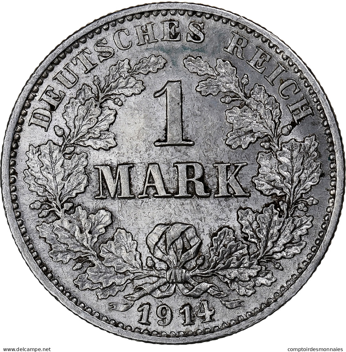 Empire Allemand, Wilhelm II, Mark, 1914, Karlsruhe, Argent, TTB+, KM:14 - 1 Mark