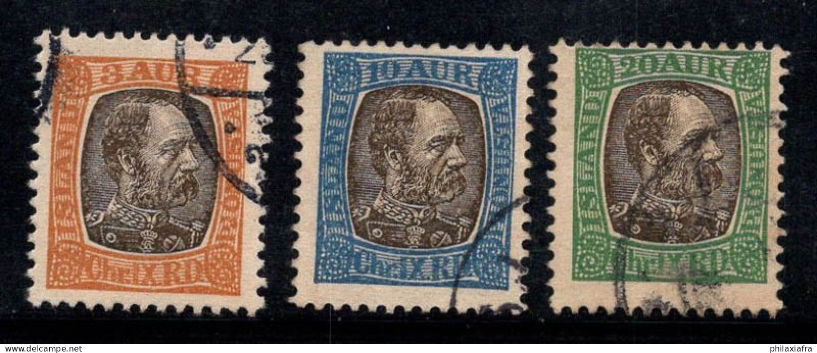 Islande 1902 Mi. 17, 20, 22 Oblitéré 100% Roi Christian IX - Servizio